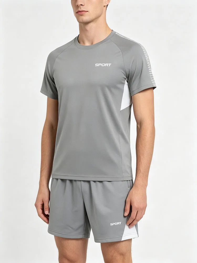 

Tracksuit Men's Quick Drying Running Sets Breathable Hiking Fishing 2 piece set T-Shirt Shorts Gym Fitness Suits Outdoor Sports