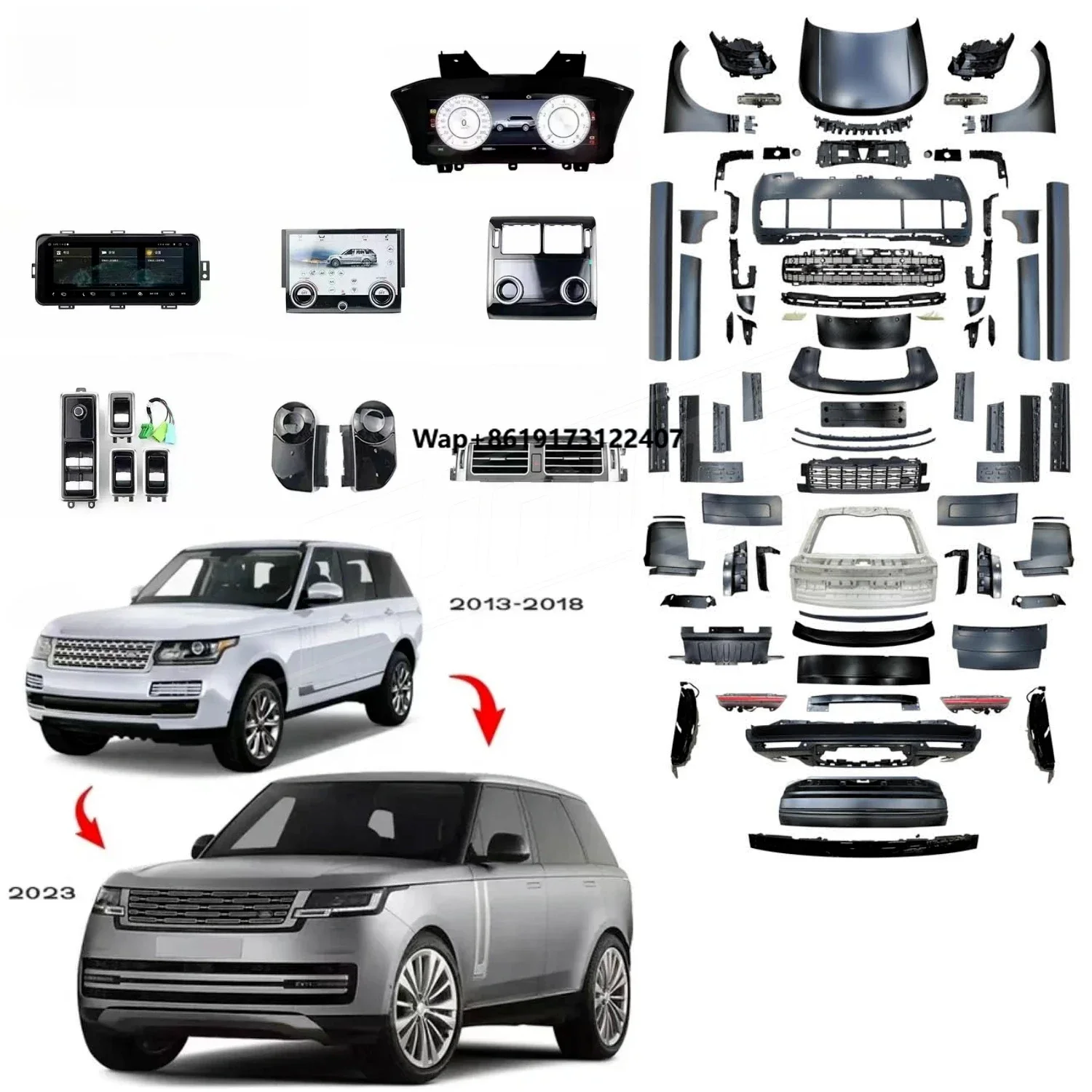 Old to New Car Conversion Kit 2023 Style Brand New Body Kit and Interior Upgrade for Range Rover Vogue 2013-2018