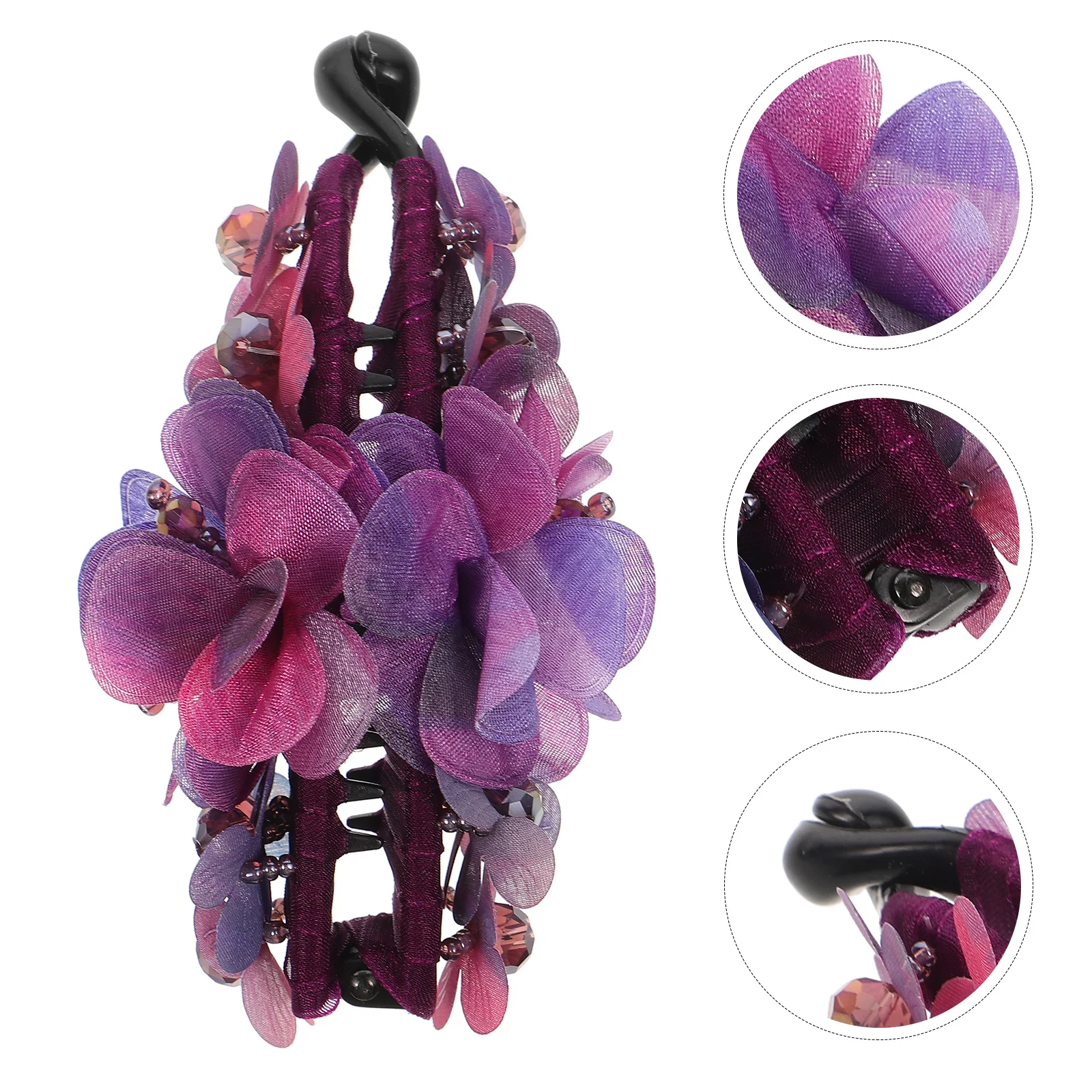 

1Pcs Purple Flower Design Banana Hair Clip Durable Ponytail Holder for Long Hair Resin Claw Clip Work