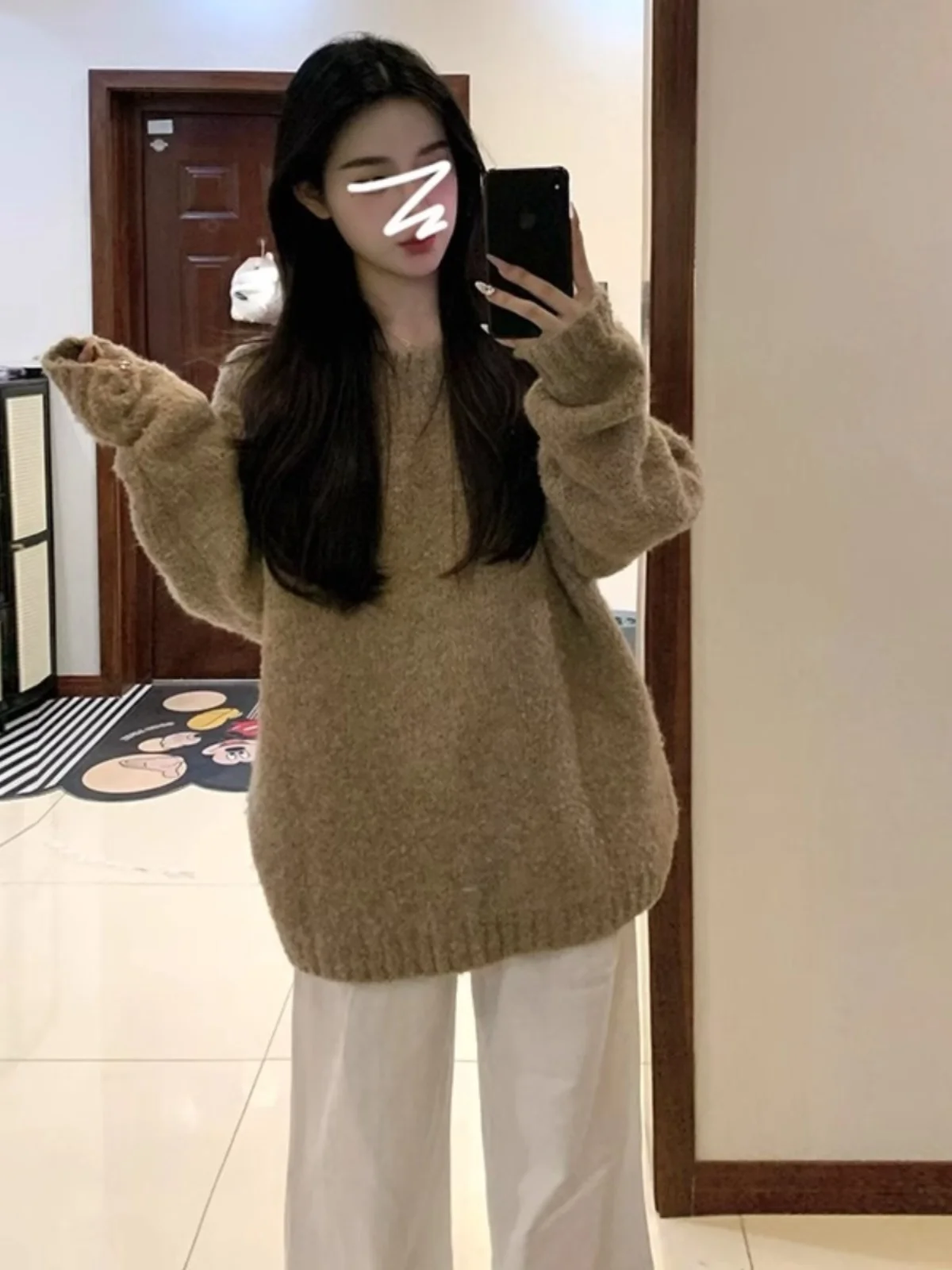 Amerikanischen Retro Thiened runde Ne Pullover frauen Herbst Winter Neue Faul Sle Weiche Innere Gestrickte irt Top