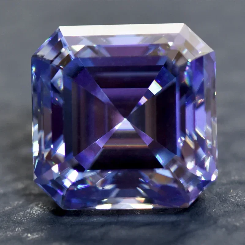 Moissanite Stone Lavender Color Asscher Cut เครื่องประดับขั้นสูงวัสดุ Pass Diamond Tester สําหรับทําอัญมณีที่มีใบรับรอง GRA