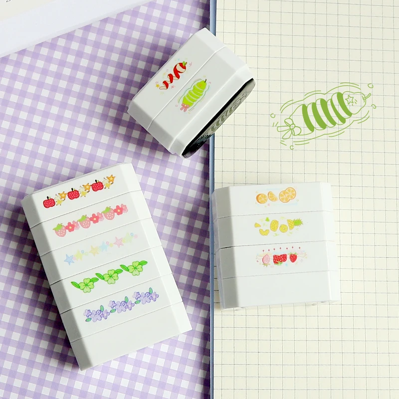 Colorful small objects decorative strips building blocks seals cute cute pet fruit hand journal borders can be DIY stamps