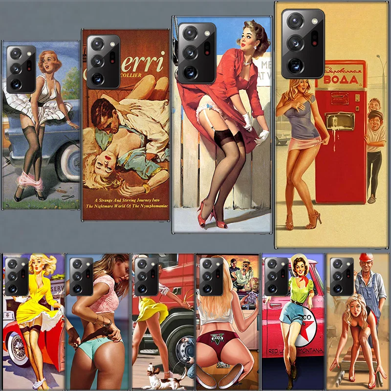 WW2 Sexy Pin up Girl Vintege Case for Samsung S24 FE S25 Ultra A05S A55 A35 A25 A15 Galaxy Note 20 Ultra 10 Lite 9 8 M30S M52 M5