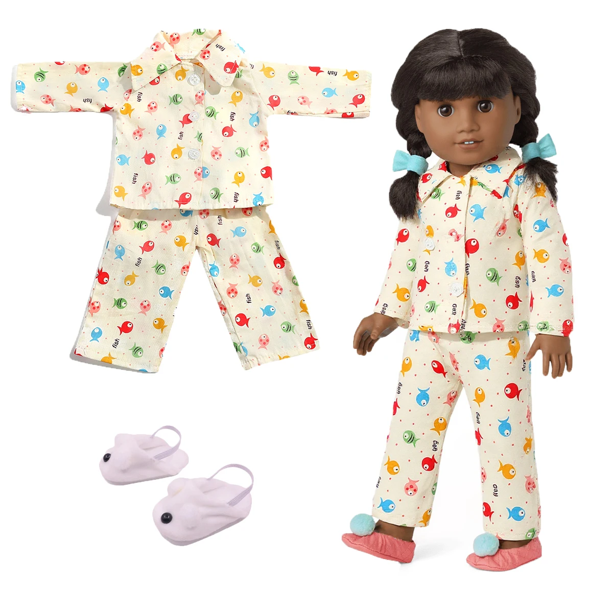 Doll Clothes Pajama  and Home slipper For 18Inch American Doll&43Cm Reborn Baby Doll Accessoires Our Generation Girl's Toys Gift
