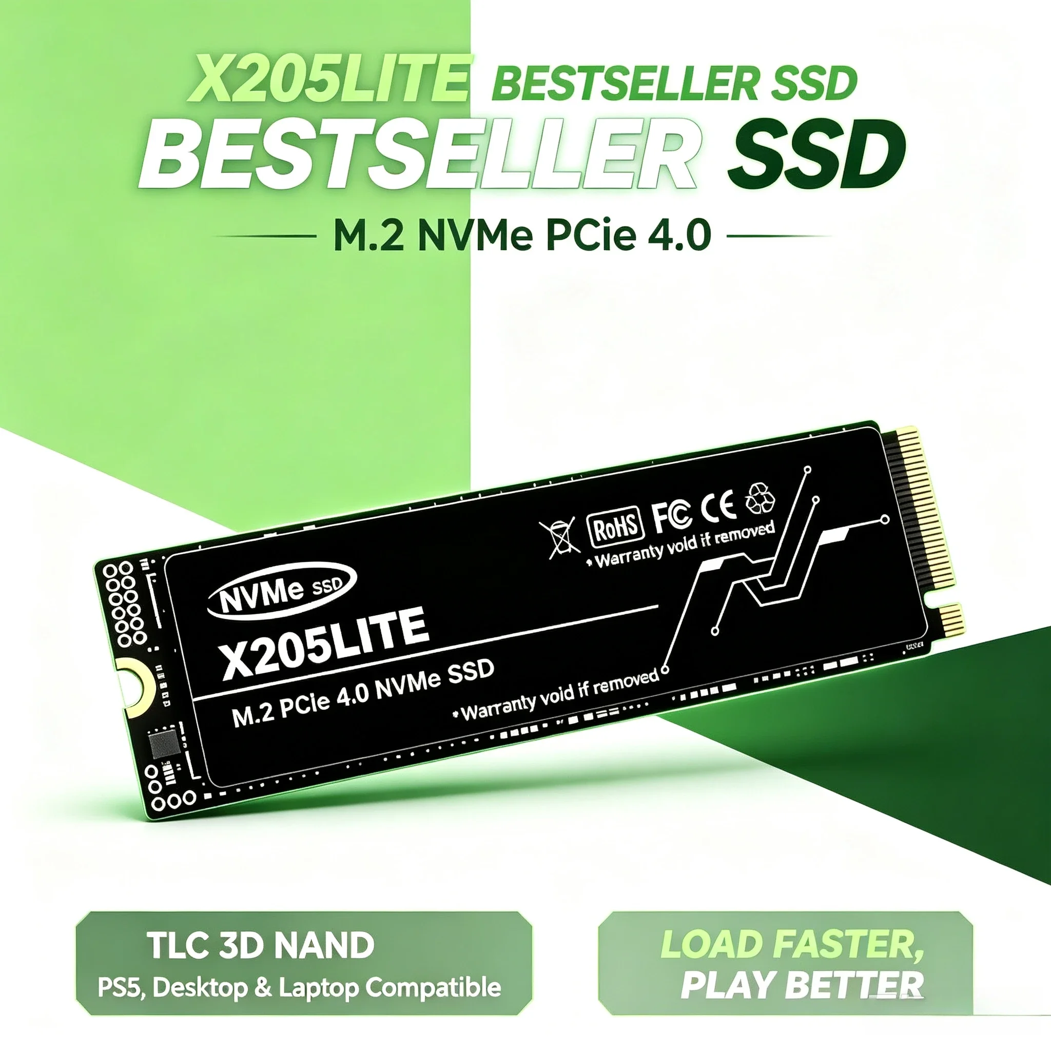 X205LITE Gaming SSD M.2 NVMe PCIe4.0 2280 3500MB/s TLC 3D NAND 1TB 2TB 4TB High-Speed Solid State Disk for Laptop Desktop PS5 PC