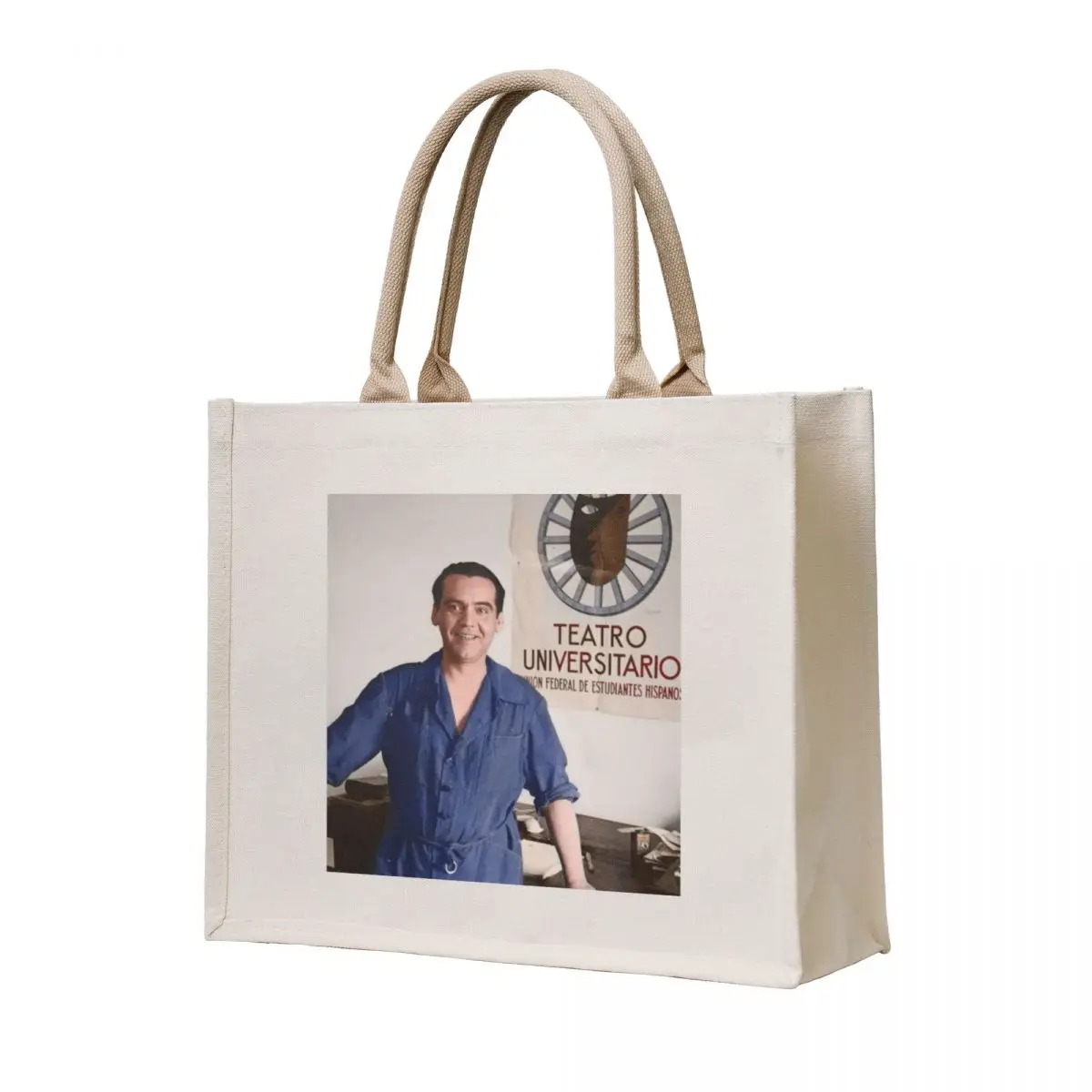 

Federico García Lorca. Summer 1935. Next to the La Barraca poster. Tote Bag eco bag folding Cloth bag handbag
