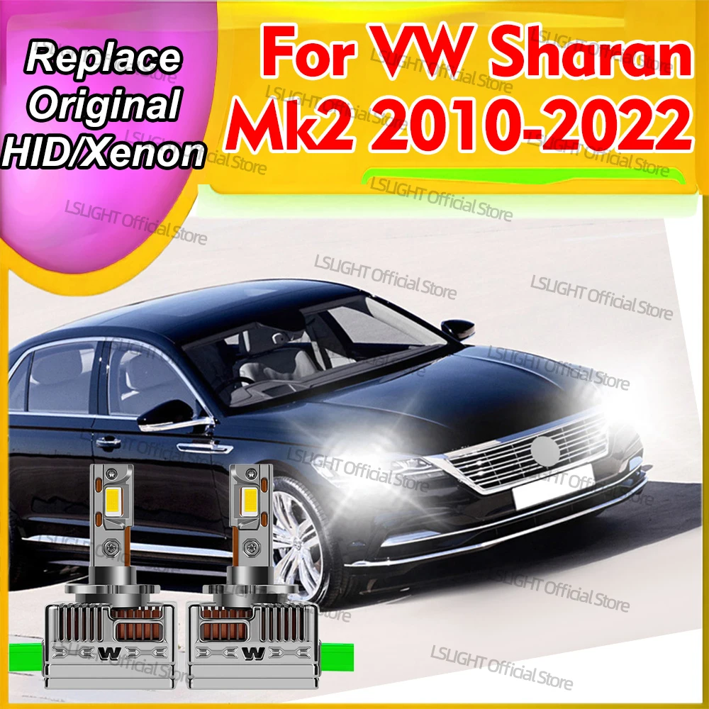 2x D3S D3R D3 LED Headlight Lamps 30000LM CSP Bulb For VW Sharan Mk2 2010-2022 2011 2012 2013 2014 2015 2016 2017 2018 2019 2020