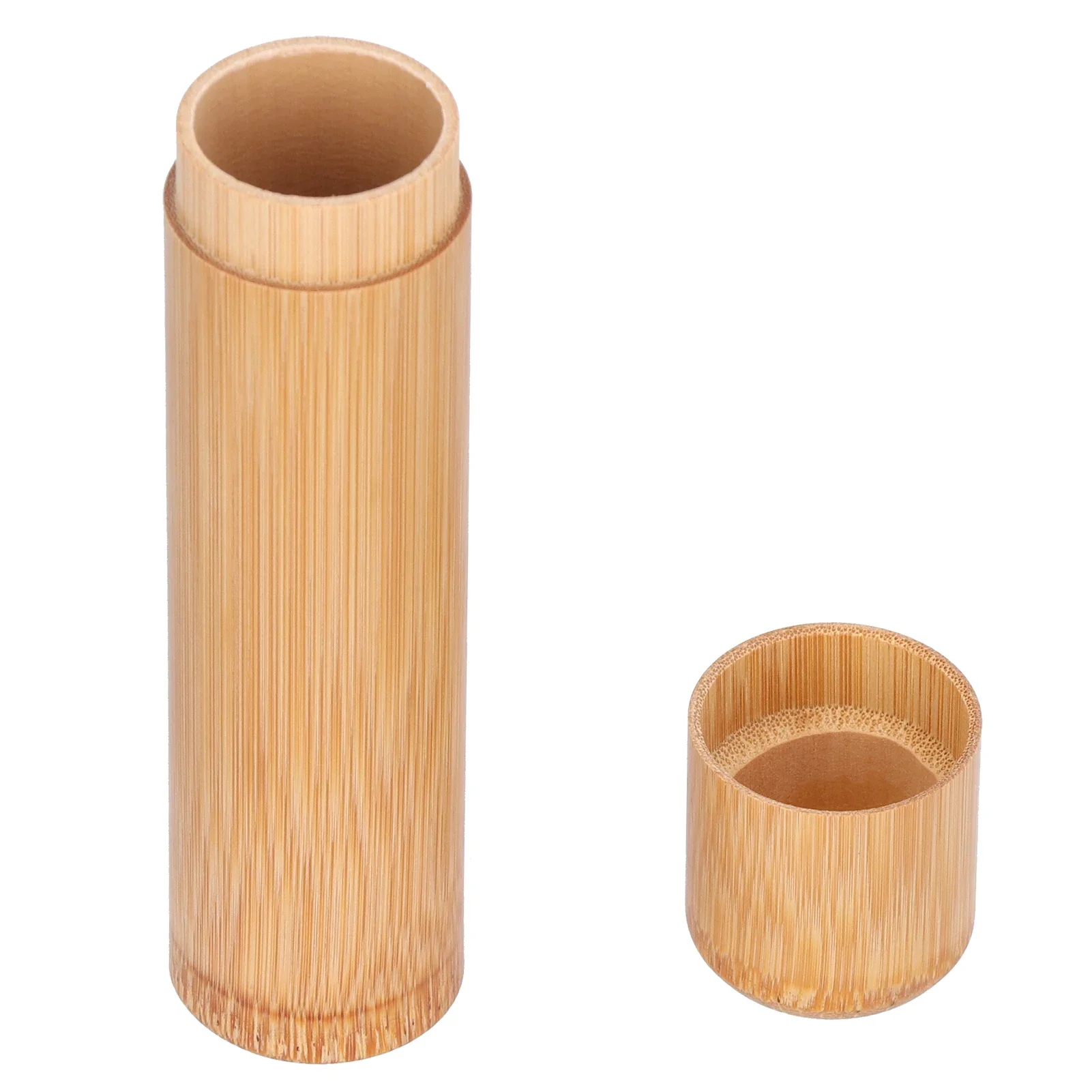 Tea Box Round Bamboo Tea Canister Portable Tea Storage Container Box Holder for Tea Coffee Beans Nuts Home Office Bamboo Tea Jar