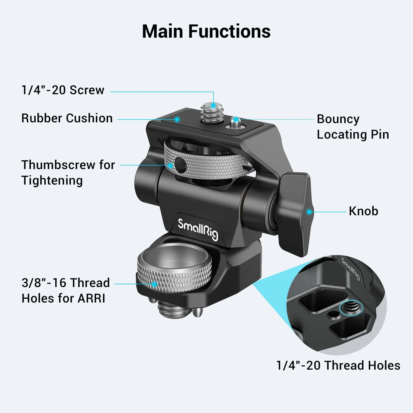 SmallRig DSLR Camera Adjustable Camera Monitor Holder Swivel and Tilt Adjustable Monitor Mount with ARRI-Style Mount 2903