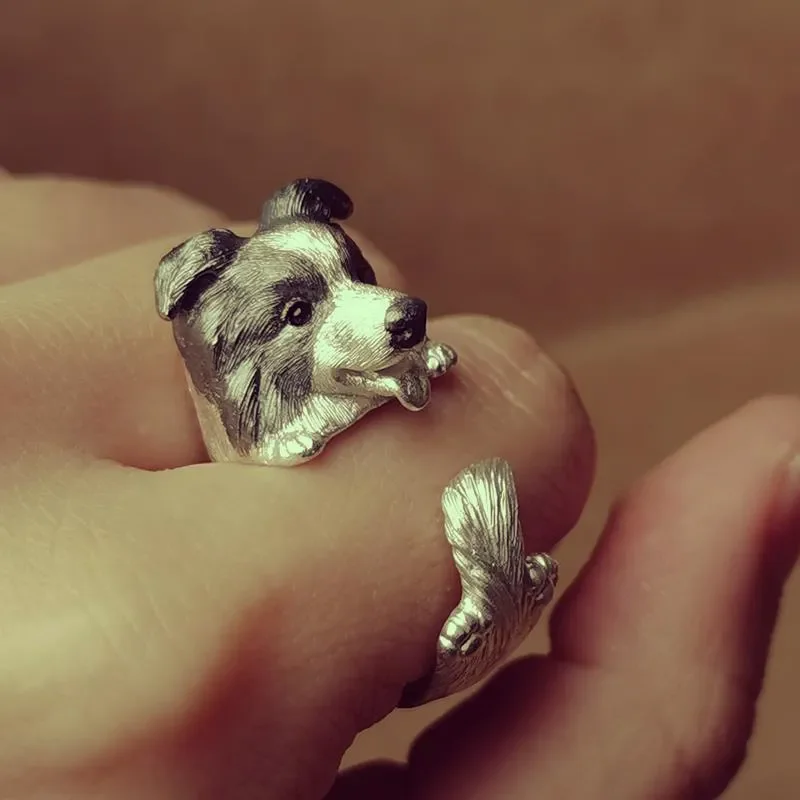 Newly Arrived Jewelry - Fine Carving Two-tone Collie Open Ring UNISEX Pet Enthusiasts Cute and Interesting Eye-catching Rings