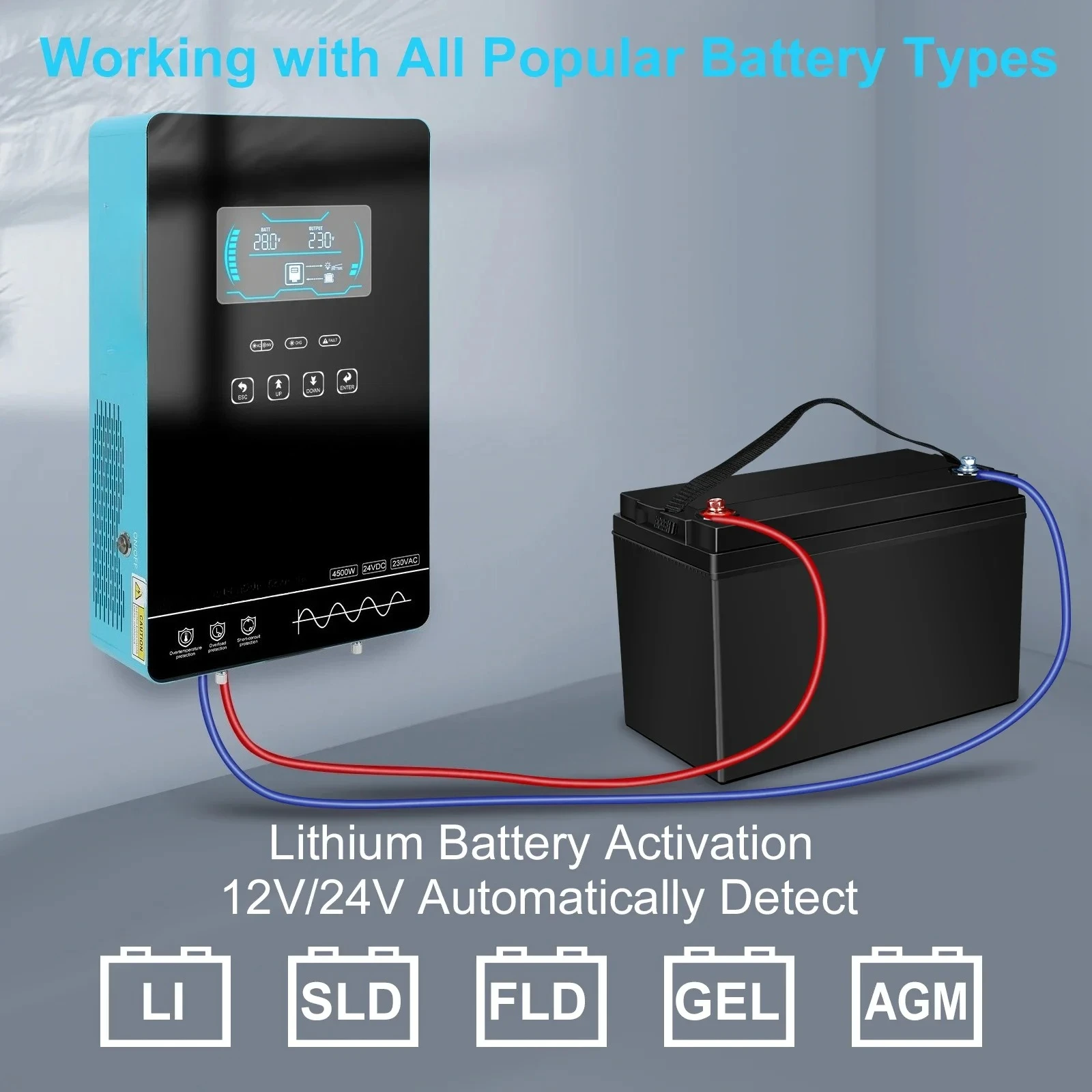 Applicable to Inverter Pure Sine Wave Hybrid Invert 4500VA 4500W 24V DC  AC with 150A MPPT Solar