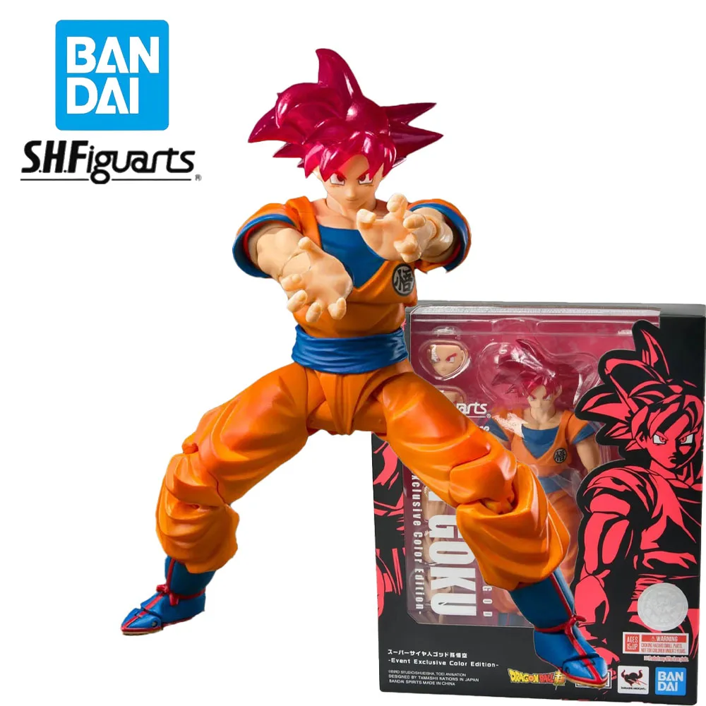 BANDAI S.H.Figuarts Dragon Ball Super Saiyan God Son Goku Event limited edition Red Hair Action Figure Model Doll Toys Gifts