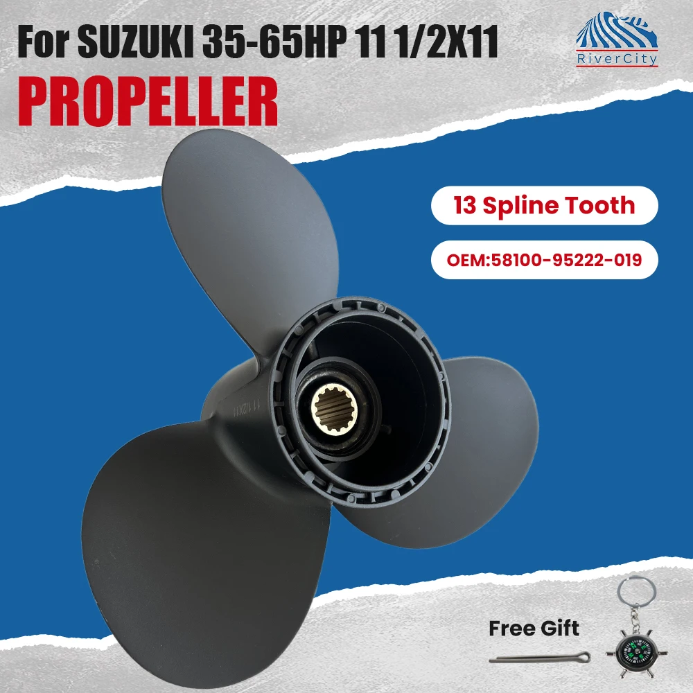 11 1/2X11 Boat Propeller For Suzuki 35HP 40HP 50HP 55HP Outboard Motor Aluminum Alloy Screw 3 Blade 13 Spline 58100-95222-019