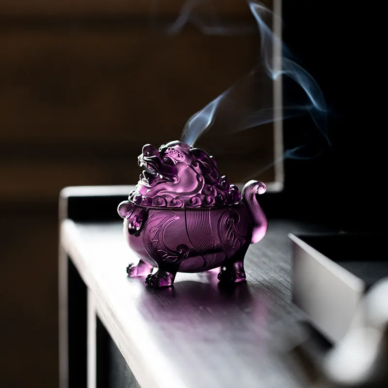 Glazed Dragon Lion Incense Burner Home Agarwood Incense Stove Creative Tea Ceremony Decorative Craft Tea Room Fragrance Products