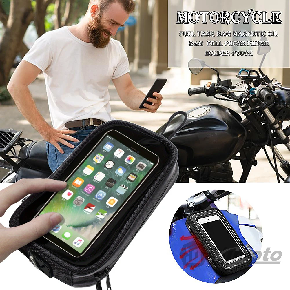 Universal Motorcycle Fuel Tank Bag Magnetic Fuel Tank Transparent Bag Mobile Phone Seat Bag Cell Phone Holder Pouch Waterproof