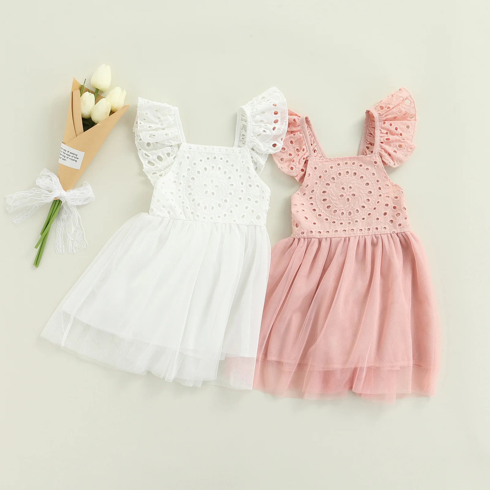 White baby girl romper Tulle tutu dress Cake Smash outfit girl Summer Cotton lace sundress Toddler 1st Birthday Baptism Newborn