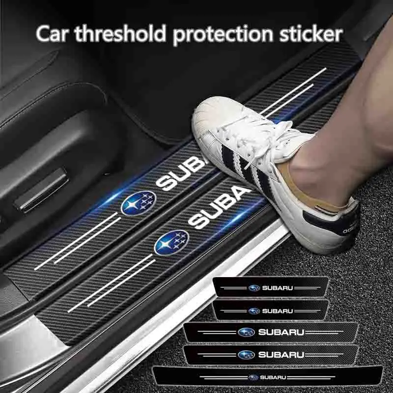 Pegatinas antiarañazos para alféizar de puerta de coche, pegatina de microfibra de carbono para Subaru STI XV Forester BRZ Crosstrek Legacy Levorg 2006 Ascent