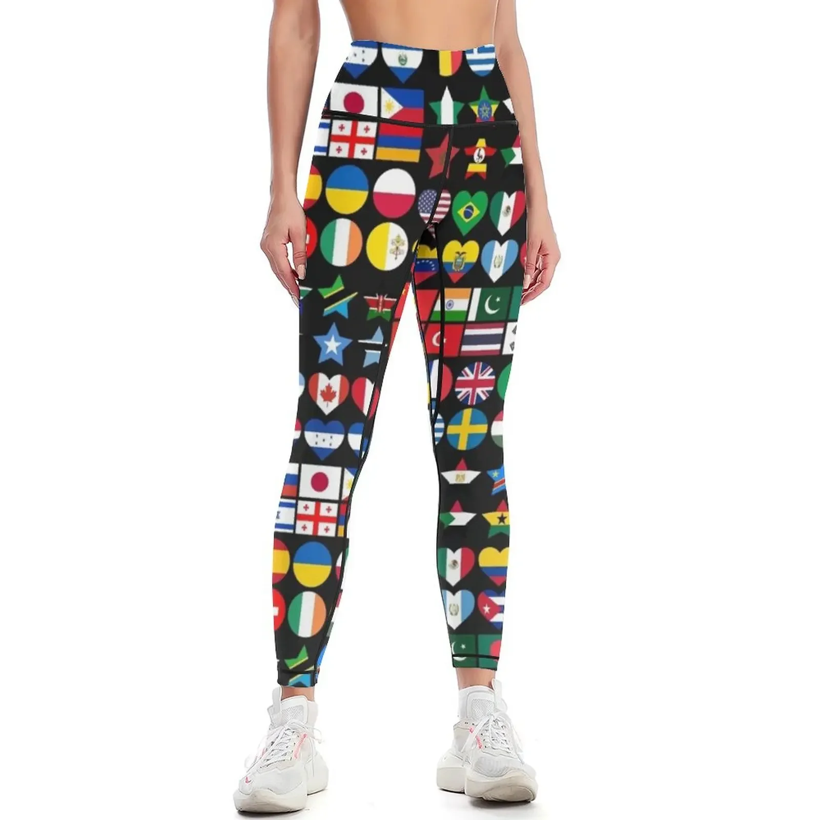 

Flags of Countries of the Worlds in Geometric Shapes Leggings legging pants raises butt Fitness clothing Womens Leggings