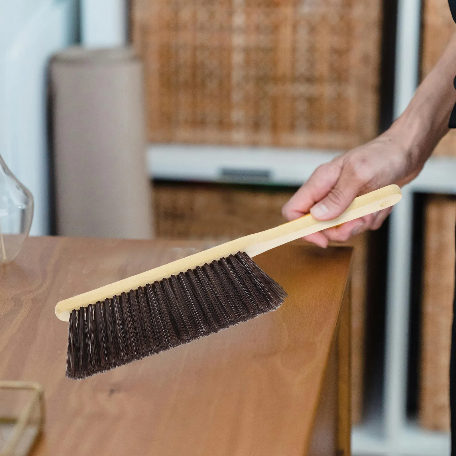2Pcs Wooden Fireplace Brush Long Handle Ash Cleaning Brush Fine Bristles Hearth Cleaning Tool Home Commercial Use