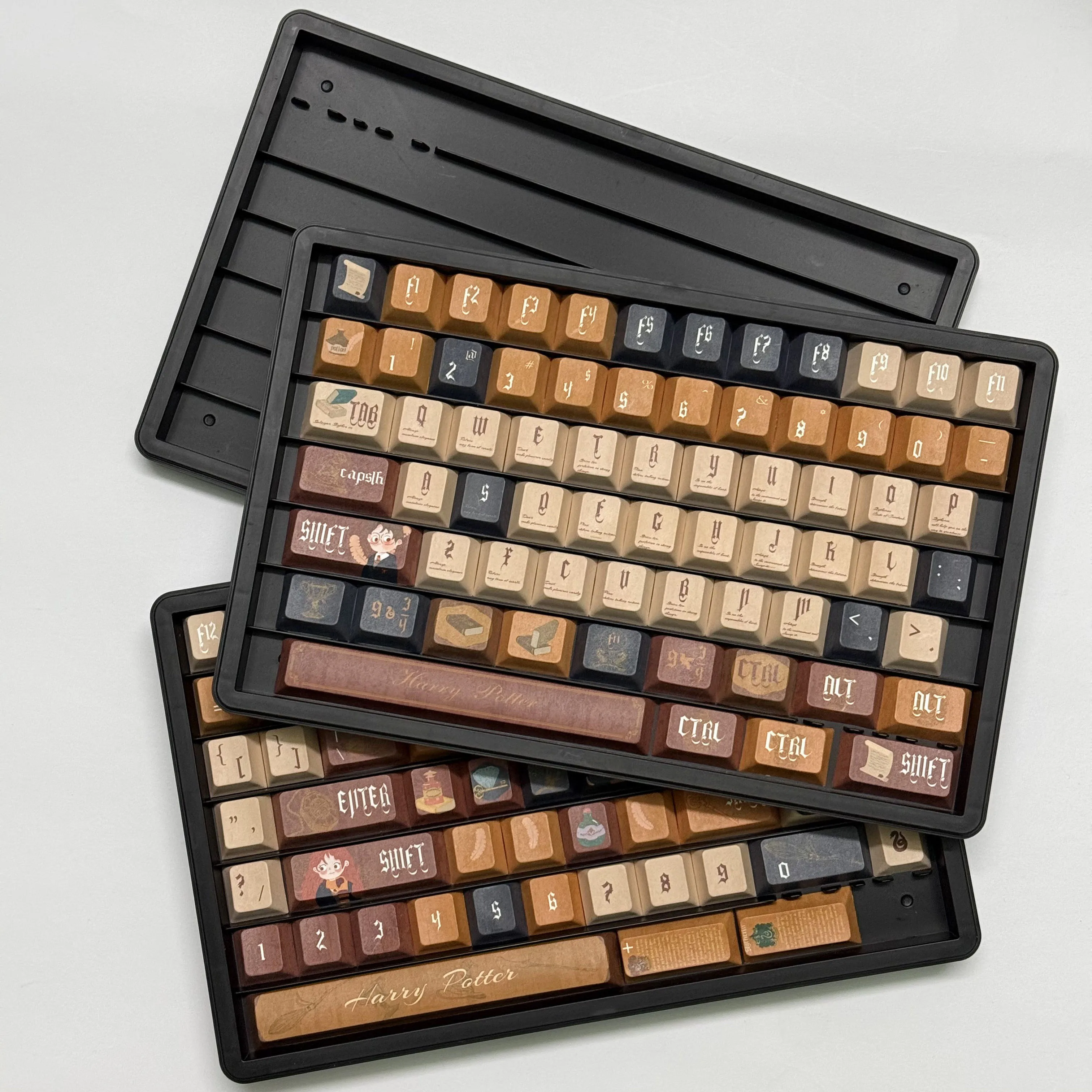 2/3 layers Keycaps Storage Box Dust-Proof White Black Keycap Organizer Free matching Overlappable ABS Multi-Layer Stackable