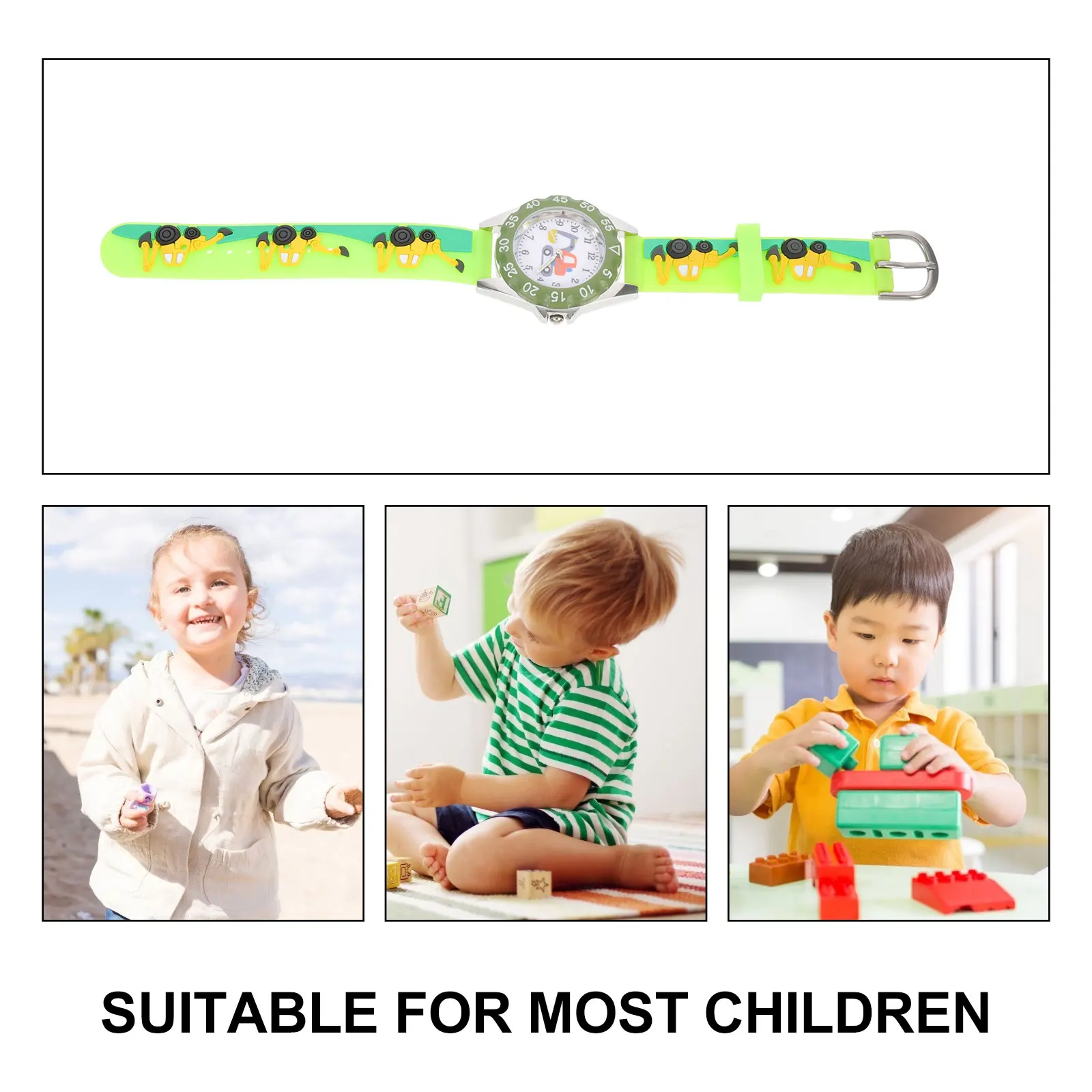 

Children Quartz Digital Watch Lightweight Adjustable Strap Blue Silicone Kids Student Present Cartoon Pattern Durable Kids Watch