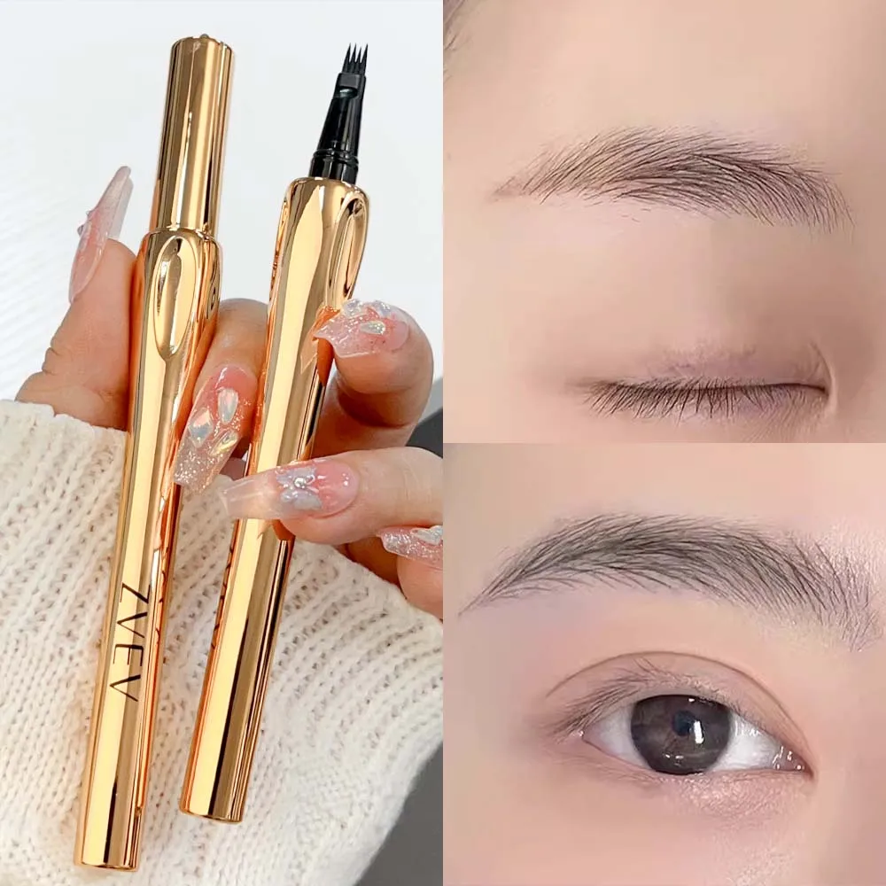 Wild Eyebrow Pen Waterproof 4 Forks Microblading Brows Tattoo Pencil Long Lasting Natural Dark Brown Eyelash Eyeliner Cosmetics