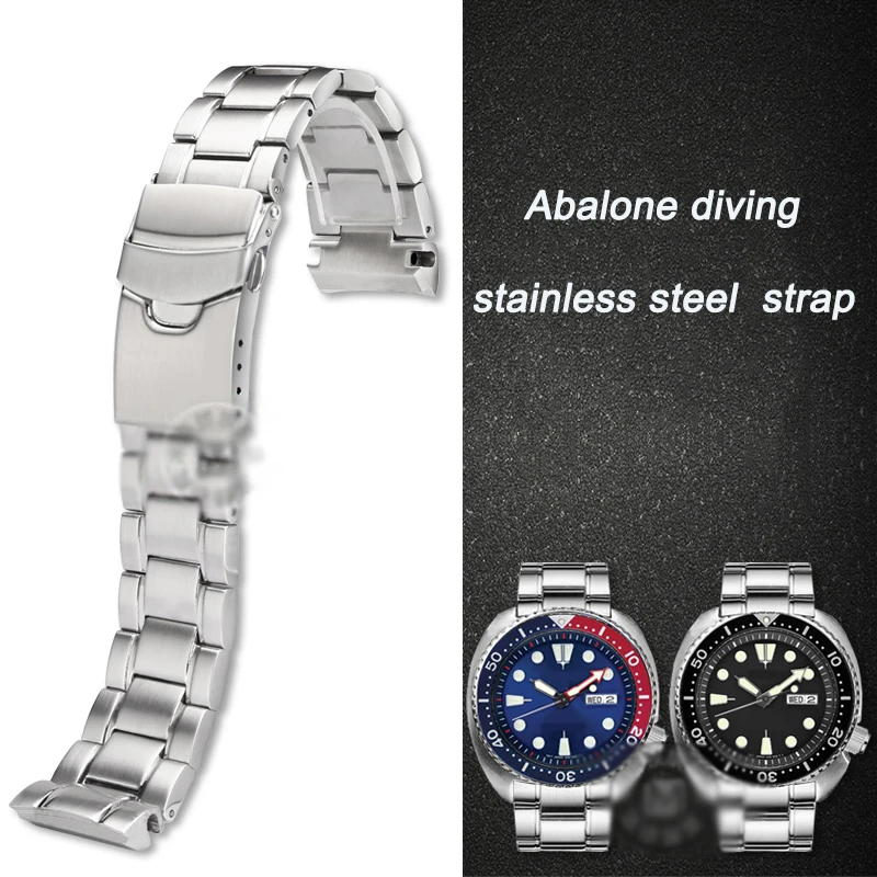 Solid Stainless Steel Watch Band For Seiko Abalone Turtle Diving Watchband SRP773 SRP774 SRP777 Fine steel Men Watch Strap 22mm