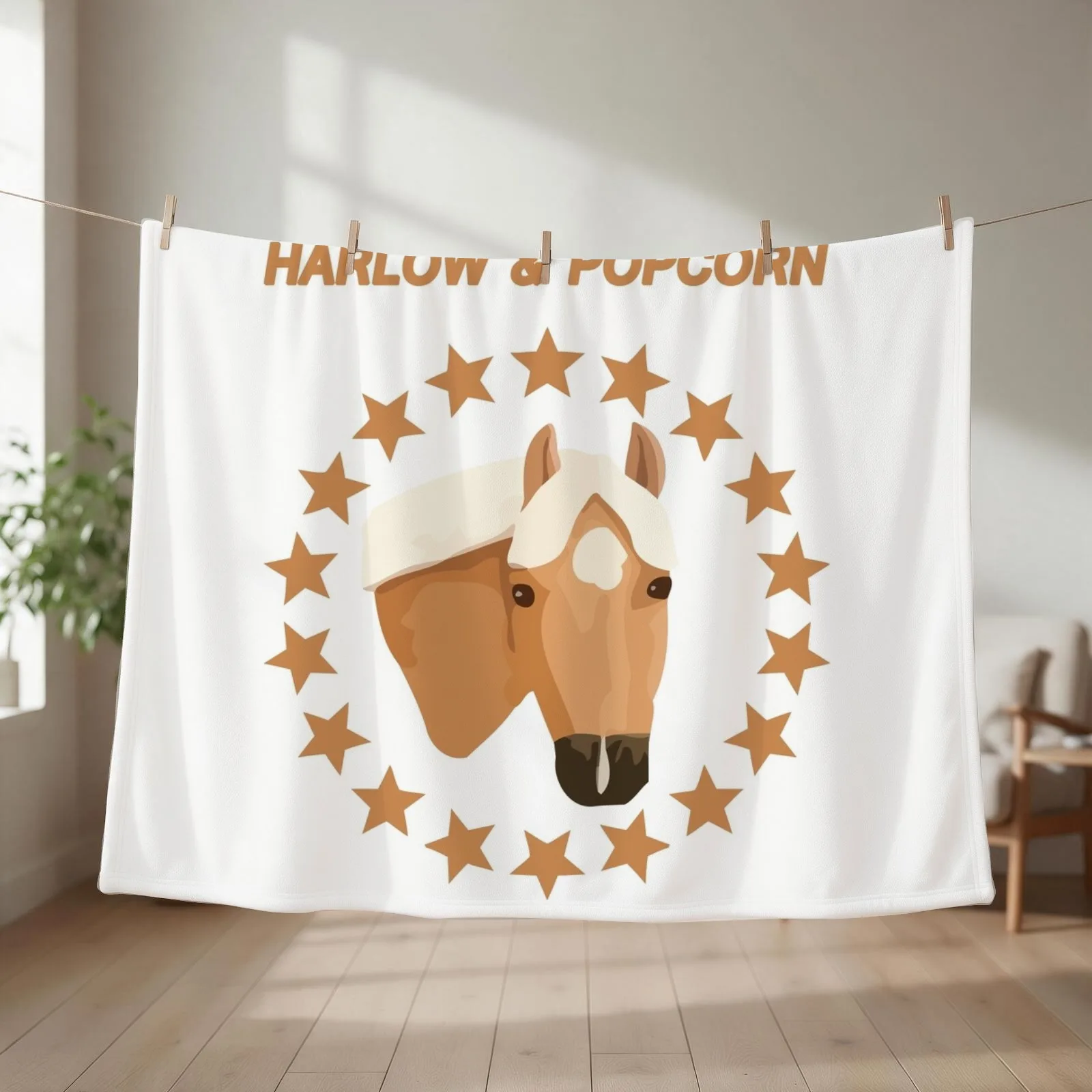 Harlow And Popcorn Merch Popcorn The Pony Throw Blanket couch cozy soft plush fuzzy picnic outdoor blanket