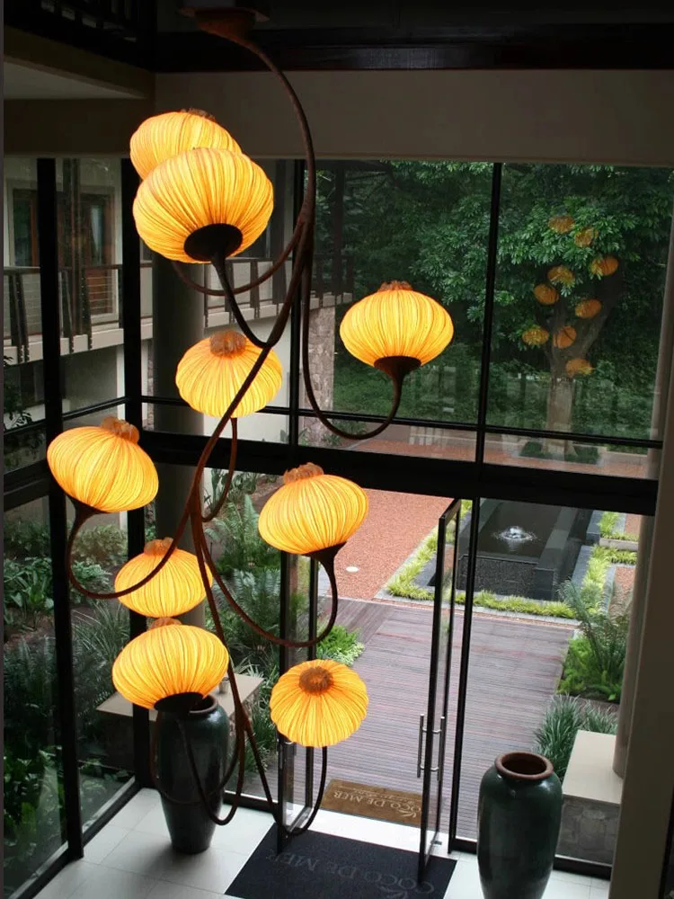 BOSSEN New Designer Adjustable Dimmable Luster Fabric Round Nordic Chandelier Hardware Pendant Ceiling Light for Living Room