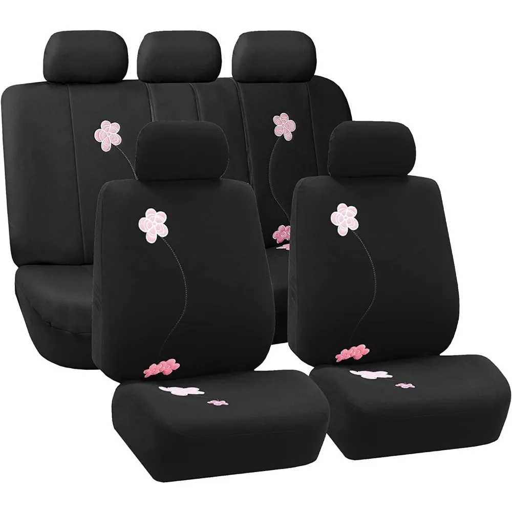 

Universal Fit Cloth Car Seat Covers, Low Back Front Seat Protection, Airbag Compatible, Split Bench Rear Seat Covers
