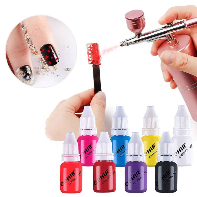 10ML Airbrush Nail Ink Nail Polish Paint Use For Airbrush Spray Gun Making Hollow Pattern Color Painting Stencil Nail Art Tools