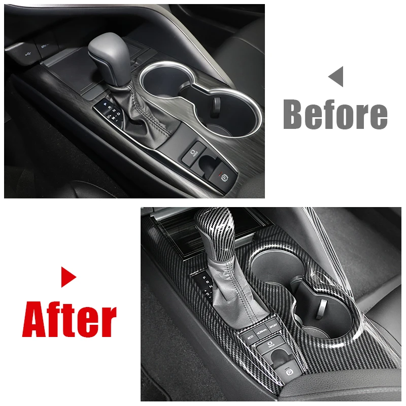 For Toyota Camry 70 XV70 2018-2021 2022 2023 Car Interior Gear Shift Panel Water Cup Holder Frame Cover Sticker Trim Accessories