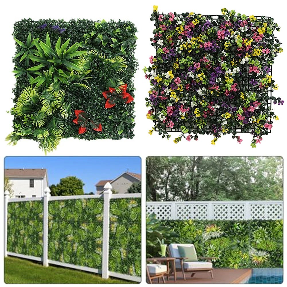 Künstliche Pflanzenwand, wiederverwendbar, Gras-Hintergrund, Wandpaneel, Kunststoff, Garten, Gras, Blumenwand, gefälschte grüne Pflanze, zum Aufhängen von Zaun