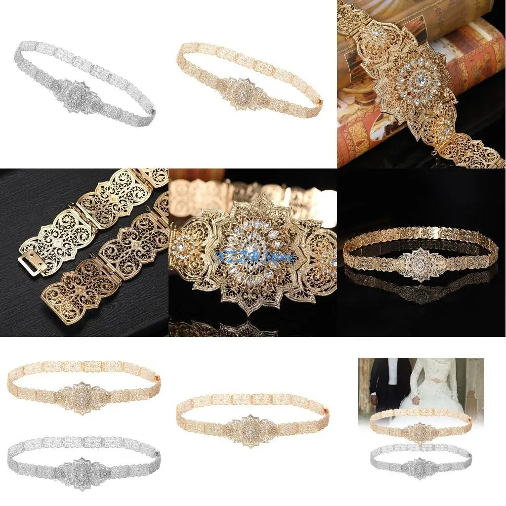 

T21F Этнический свадебный пояс с кристаллами Традиционный ближневосточный свадебный пояс с цветочным узором Пояс для невесты на
