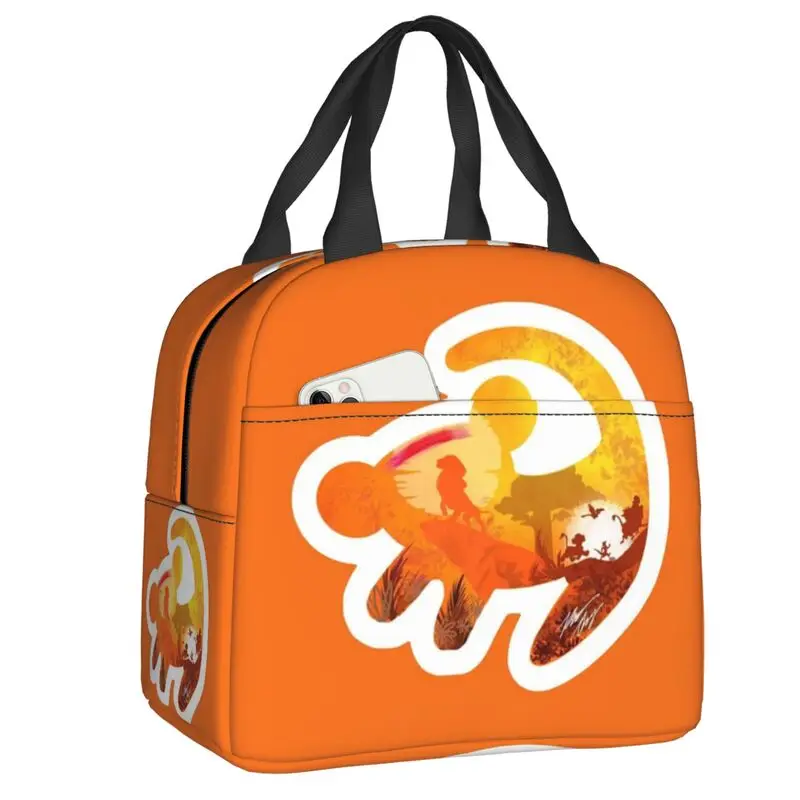 

Custom The Lion King Simba Portable Lunch Boxes Women Multifunction Cooler Thermal Food Insulated Lunch Bag Office Work