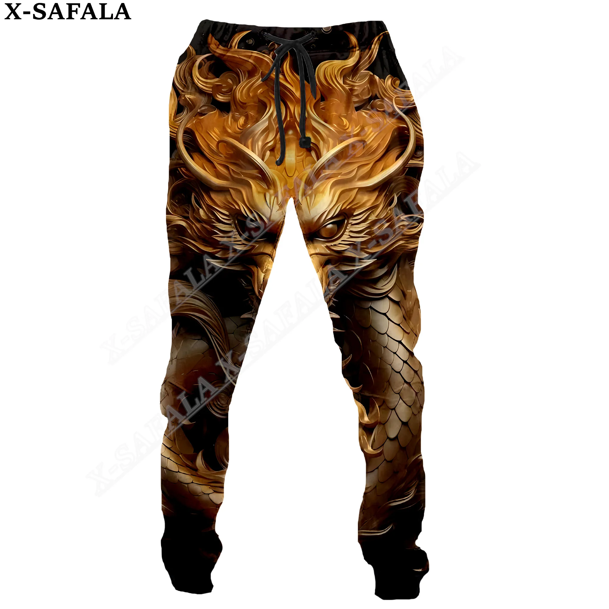 Myth Dragon Art Moon Print Trousers Men Women Sweatpants Drawstring Long Joggers Streetwear Spring Autumn Sports Pants-5