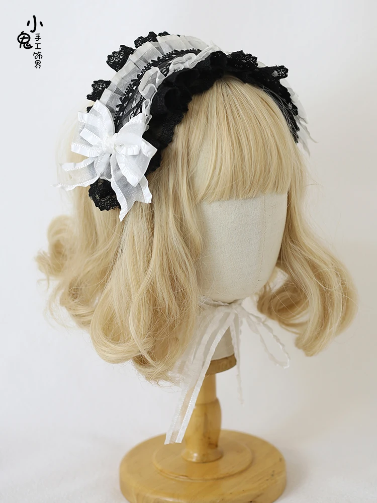 Sweet Bow Headband Lolita Daily Hair Accessories Kawaii Lolita Headband Cute Loli Maid Anime Cosplay Headband