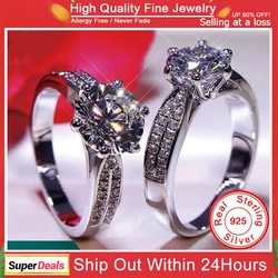 Anillos de plata de ley 925 de 3 quilates para mujer, joyería de regalo de promesa, bandas de boda de compromiso nupcial