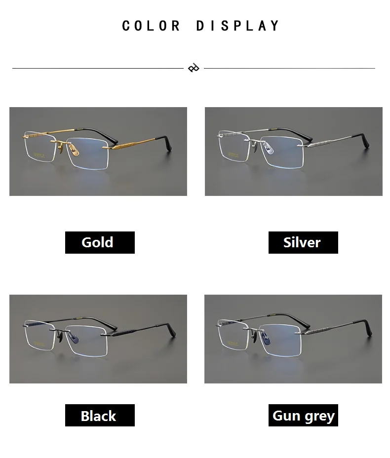 Reines Titan Ultraleichte Brillen Randlose Brillengestell Männer Quadratische Geschäftsbrillen Frauen Keine Felge Brille Modetrend – Detail 8
