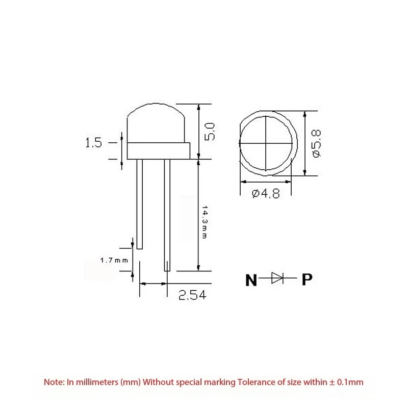LED Direct Insertion Light Bead, F5 mm Straw Hat, Large Cup, High Brightness, DIY, Seven Color, Red, Yellow, Blue, 1000Pcs