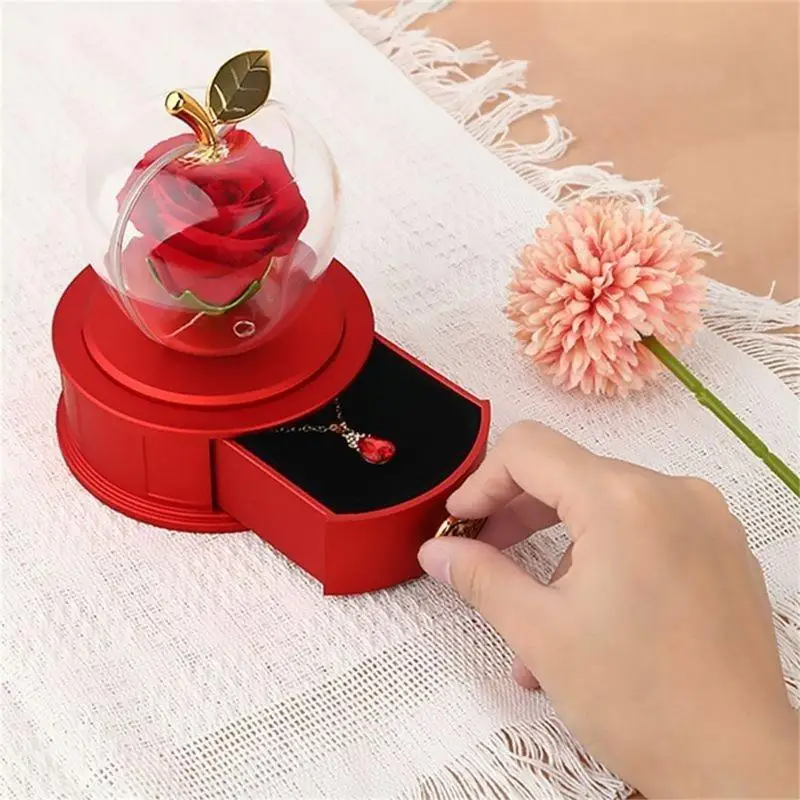 

Exquisite Rose Jewelry Box Necklace Holder for Wife Girlfriend Mom Celebrations