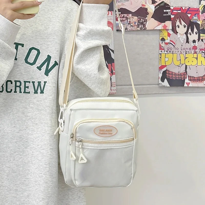 

Pink Messenger Bag Women Transparent Sweet Color Blocking Nylon Chic Casual Crossbody Bags Female JK Anime Pain Bag 크로스백