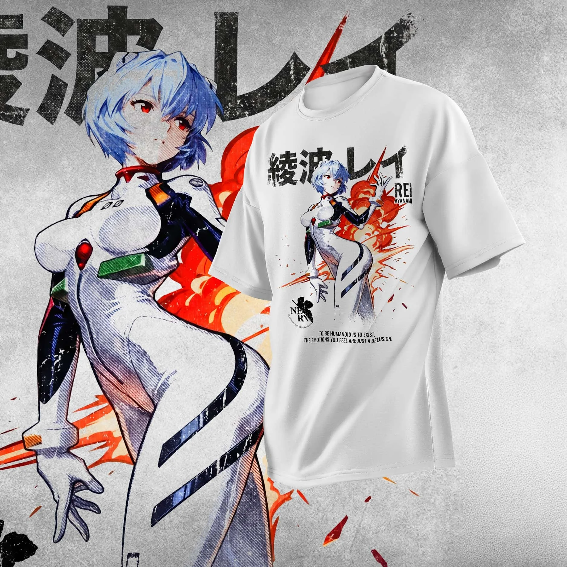 2026 New Century Gospel Fighter Robot Girl EVA Printed Anime Anime T-shirt Large Loose Cotton Short Sleeve
