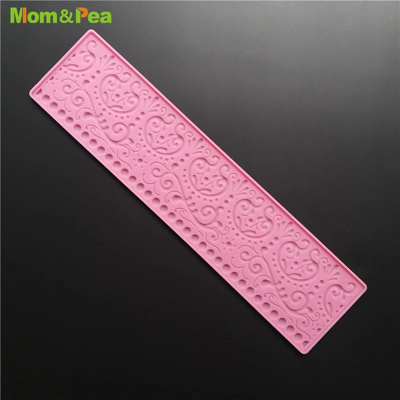 

Mom&Pea GX327H Floral Embossment Lace Pad Silicone Mould Cake Decoration Fondant Cake 3D Mold Food Grade