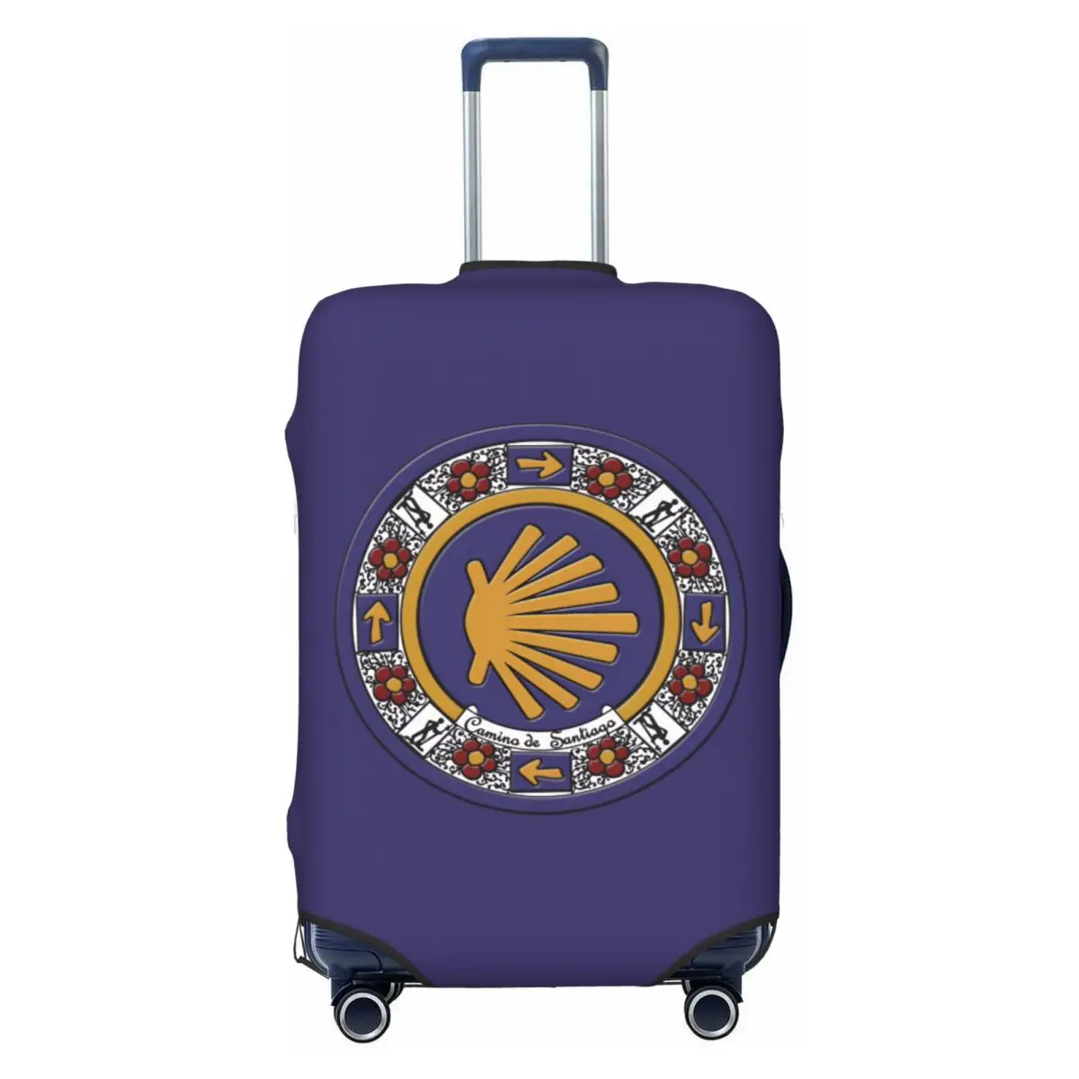 

Custom Funny Buen Camino De Santiago Luggage Cover Protector Elastic Travel Suitcase Covers
