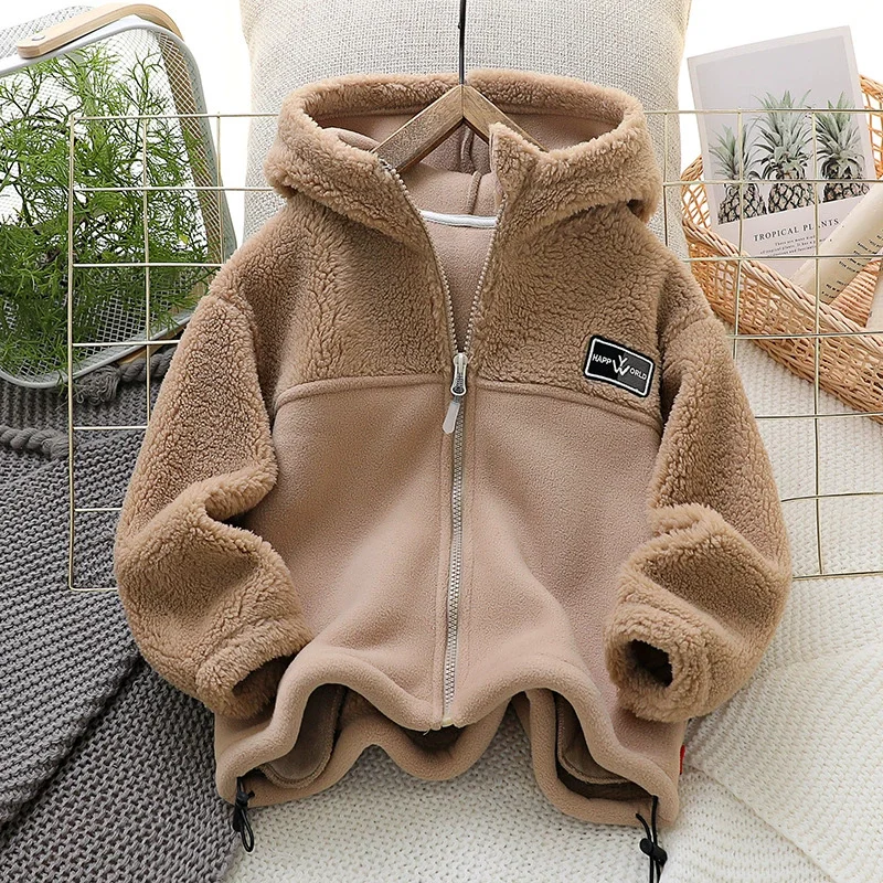 

Boys Winter Thickened Coat Children Fleece Coat Teen Warm Outerwear Autumn Kids Hooded Fashion Cotton Clothing 4-14 Years Old