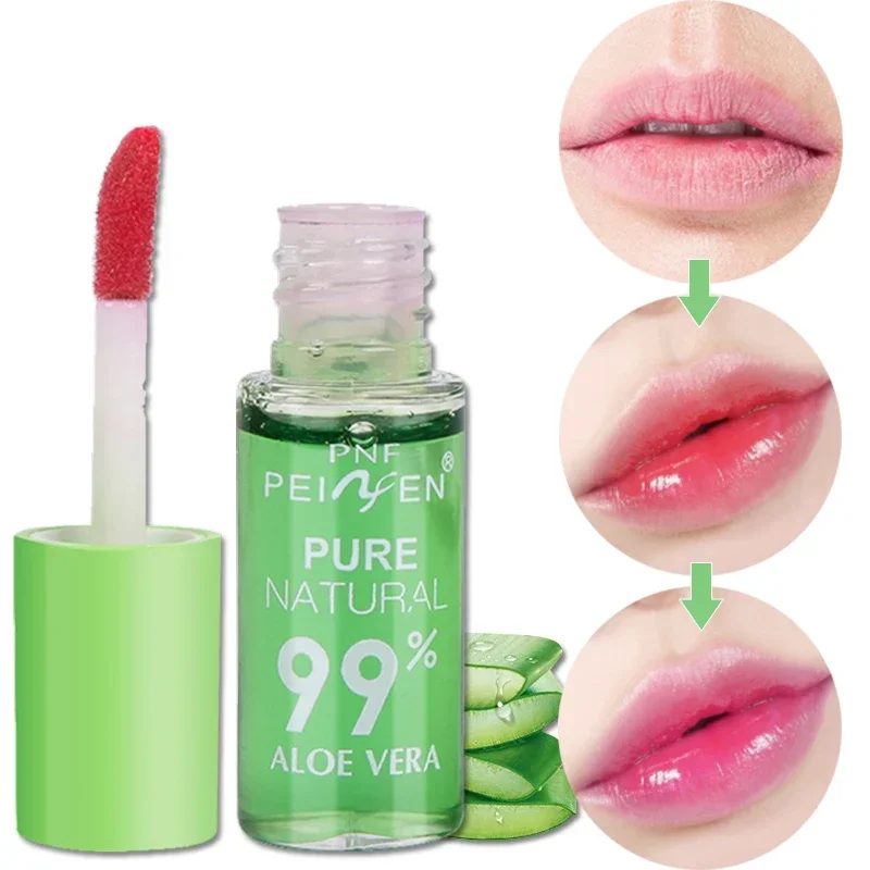 Moisturizing Aloe Lip Gloss Transparent Color Changing Lipstick Waterproof Long Lasting Reduce Lip Lines Lips Care Cosmetics