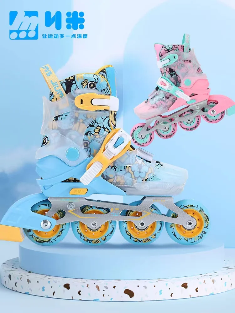 Meter 2 Children's Roller Skates Shoes Fancy Men and Women Beginners Inline Adjustable Flat Roller Sneakers