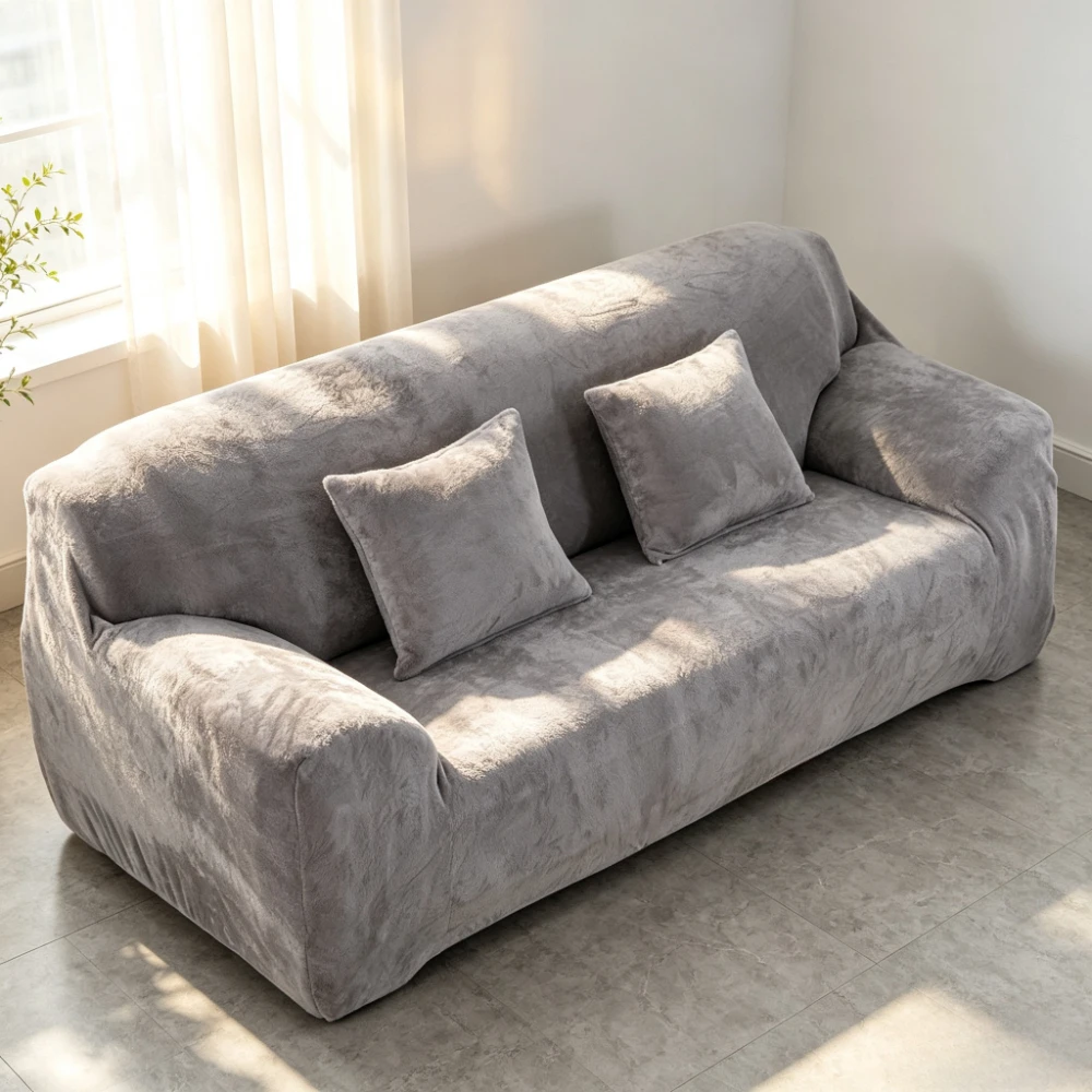 Stretch Velvet Sofa Covers for 1/2/3/4 Couch Covers Sofa Slipcovers Furniture Protector Soft with Non Slip Elastic Bottom