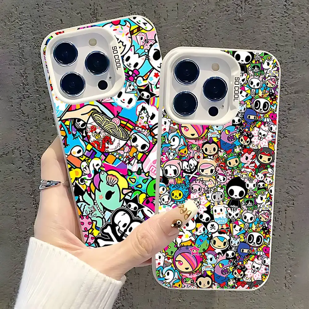 اليابان T-Tokidokis فتاة جراب هاتف آيفون 17,16,15,14,13,12,11,Pro,XS,Max,Plus,Mini,SE الأبيض كاندي ماتي غطاء مقاوم للصدمات #1